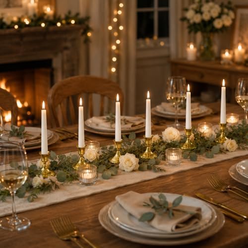 zeochyni 12 Pcs Brass Gold Taper Candle Holders Bulk for Wedding, Party - Image 6