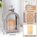 TRIROCKS Memorial Lantern 11'' High Walk Beside Us Remembrance Lantern With Automatic Timer LED Candle And Love Pattern Bereavement Sympathy Gifts For Funeral Memorial Service Loss of Loved One (Grey) - Image 2