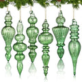 Soaoo 6 Pcs 6.3 in Dark Green Mercury Glass Finial Christmas Ornaments by Soaoo