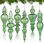 Soaoo 6 Pcs 6.3 in Dark Green Mercury Glass Finial Christmas Ornaments by Soaoo