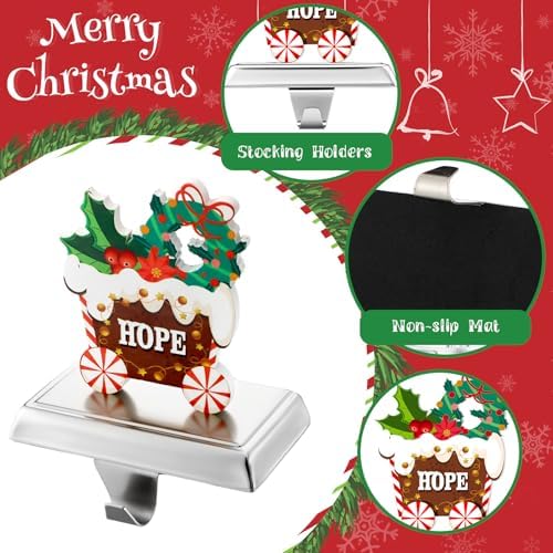 Wonderjune 6 Pcs Christmas Stocking Holders for Mantle, Train - Image 3