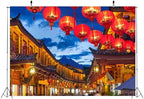 BELECO 15x8ft Fabric Traditional Chinese Town Backdrop Historic Town Street Night View Red Lanterns Holiday Background China Spring Festival New Year Party Decorations Banner Photoshoot Studio Props - Image 4