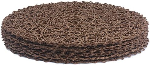 wellhouse Round Paper Fiber Woven Place Mats Decorative Placemat Braided Natural Mat Holidays Parties Decor 15" Set of 12 (Coffee) - Image 3