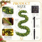 2 Pack Christmas Fence Decor with Pre Solar Powered String Lights - Image 2