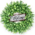 26" Artificial Eucalyptus Wreath with Welcome Sign for Front Door(Green) by GLIDLION
