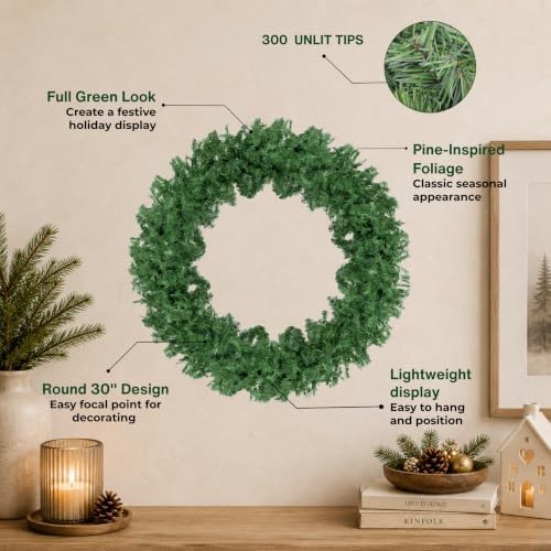 Perfect Holiday Canadian Pine Artificial Christmas Wreath-Unlit, 30" - Image 3