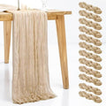 12 Pack Beige Cheesecloth Table Runner, 35x120 Inch Summer Gauze Cheese Cloth Table Runners 10 FT Beige Table Runner for Wedding Baby Shower Birthday Party Table Decors by PWDAN