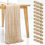 12 Pack Beige Cheesecloth Table Runner, 35x120 Inch Summer Gauze Cheese Cloth Table Runners 10 FT Beige Table Runner for Wedding Baby Shower Birthday Party Table Decors by PWDAN