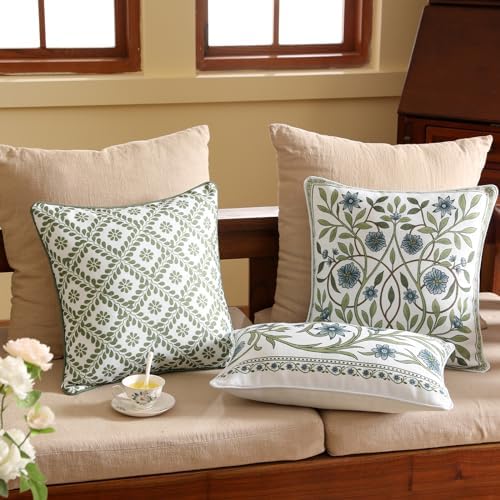 ISAENNE Designer Linen Throw Pillow Cover,Set of 2,18"x18"-Mosella C - Image 5
