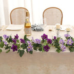 Floweroyal 6 Pack Artificial Flower Garlands 15.8FT Fake Morning Glory Vines Silk Flowers Hanging Garland Ivy for Wedding Arch Party Home Garden Wall Decor (Purple) - Image 6