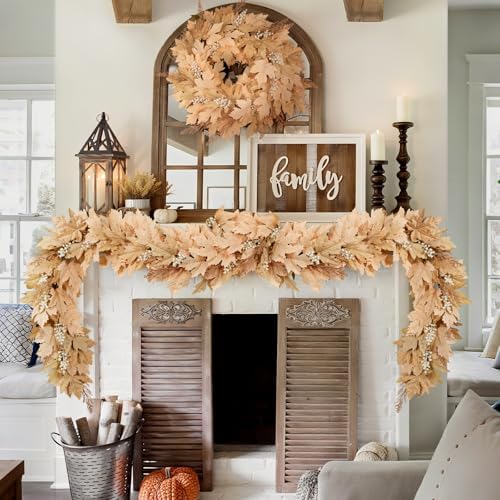 Fall Decorations for Home, 6Ft Artificial Berry Cypress Leaves Fall Garland - Image 3