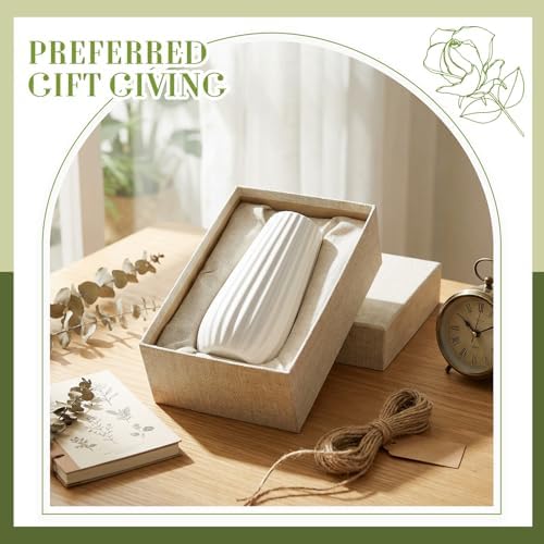 Qinyoung 8 Set White Ceramic Vases for Flowers, 8'' Small Vase, Minimalist - Image 5