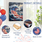 July 4th Patriotic Canvas Wall Art 4th of July USA Decorations American Flag Ocean Waves Abstract Picture Wall Decor Independence Day Home Decor 24x36in - Image 4