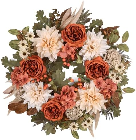24in Fall Wreaths for Front Door Artificial Autumn Wreath by MDSTBN