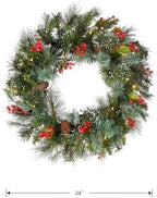 National Tree Company 24in Pre-Lit Wintry Pine Artificial Christmas Wreath - Image 5