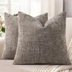 decorUhome Textured Chenille Throw Pillow Covers 26x26 Set of 2 Dusty Brown by decorUhome