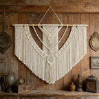 LISRRZHEN Large Macrame Wall Hanging - Boho Nordic Geometric Woven Tapestry, Handcrafted Cotton Wall Decor for Living Room Bedroom Entryway Apartment - Image 3