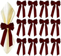 Meseey 12 Pcs Burgundy Velvet Bow Napkin Rings, 4x7 Inch Elegant Bow with 1.6 Inch Napkin Holder, Decorative for Wedding Christmas Thanksgiving Dinner Party Table Setting by MeseeyRibbonBow