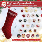 Personalized Christmas Stockings,Custom Embroidered Name & Monogram Knit Stockings for Kids,Family - Checkered Cable Knit 18" Christmas Stocking for Fireplace Holiday Decor(3 Pack) - Image 5