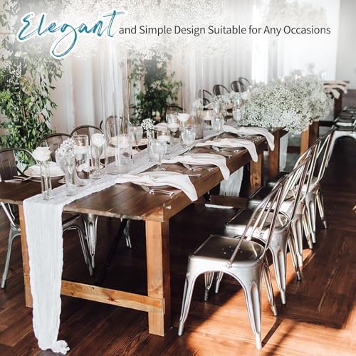 28 Pack White Cheesecloth Table Runner 17x108 Inch Semi Sheer Boho Gauze Cheese Cloth Fabric Table Runners, for Wedding Party Baby Shower Birthday Home Decor Garden Farmhouse - Image 6