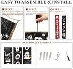 2 in 1 Halloween Porch Sign Decor 47" Double Side Christmas Sign for Porch - Image 6