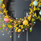 Glitzhome 22" D Easter Wreath with Easter Eggs Berries and Forsythia for Front Door Wall Window Spring Easter Garland with Colored Eggs Berries Holiday Decoration - Image 7