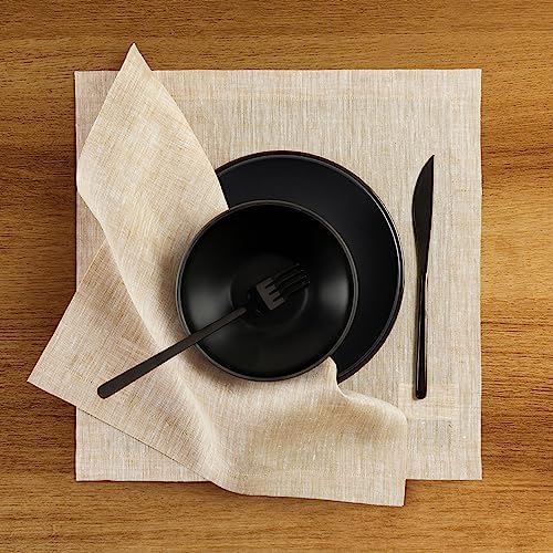 Solino Home 100% Pure Linen Placemats Beige, Athena 14 x 14 in, Set of 4 - Image 2