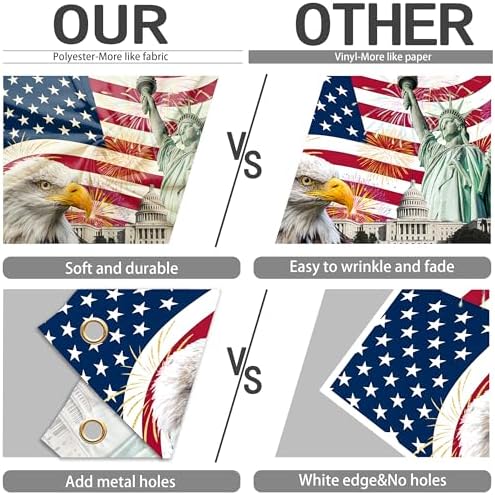 Large American Flag Backdrop 12x8 FT Independence Day Decorations 4th of July Banner Patriotic Photography Background Veterans Memorial Day Photo Booth Props Supplies - Image 5