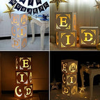 Staraise Eid Mubarak Decorations- 3pcs Mubarak Eid Hollow Boxes with Lights,Eid Mubarak Decorations for Home,DIY Eid Mubarak Boxes for Ramadan Lights Decorations,Eid Decorations Party Decor - Image 2