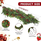 ENVEN Faux Cedar Christmas Garland with Red Berries & Pine Cones – Full Faux Winter Greenery for Holiday Mantel, Staircase, Doorway, Indoor Outdoor Christmas Décor (9FT) - Image 7