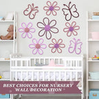 Wesiti 9 Pcs Boho Nursery Decor 3 Size Daisy Flower and Butterflies Woven Macrame Wall Hanging for Home Nursery Bedroom Dorm Wall Art(Fresh Color) - Image 5