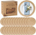 24 Pack 12IN Round Woven Placemats, Natural Bulrush Boho Farmhouse Mats by COSINIA