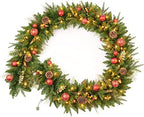9FT Red Gold Christmas Garland Prelit with 70 Lights Plug in,Decor for Fireplace Stairs Mantle Door Indoor Outdoor by AmerzestXmastree