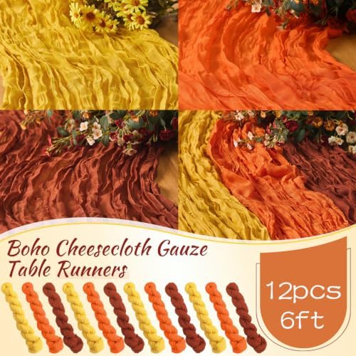 12 Pack 6ft Fall Table Runner Thanksgiving Cheesecloth - Image 5
