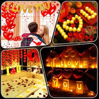 6000+PCS Rose Petals and Candles Set for Romantic Decorations Special Night - I Love You Letters Balloon and 8 Luminary Bags 6000 Rose Petals 48 Heart Candles for Anniversary Valentines Day Proposal - Image 6