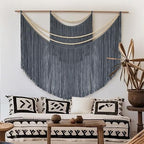 Jakalin Macrame Wall Hanging Grey Tapestry, Boho Home Decor 57" W x 46" L - Image 3