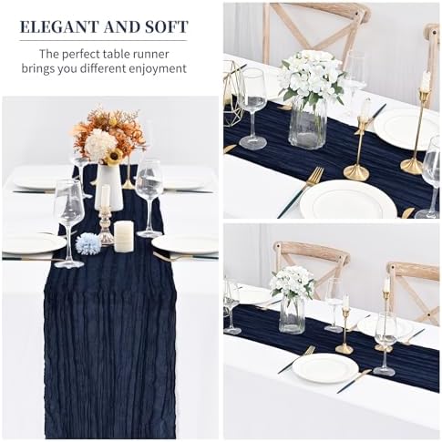 12 Pack Navy Blue Cheesecloth Table Runner,20x120 in Table Runner - Image 5