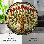 Hanukkah Pomegranate Tree Stained Glass Window 9.8" - Image 3