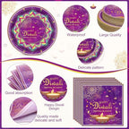 Ceenna 452pcs Diwali Party Supplies Serve 50, Paper Plates Napkins Cups Set - Image 3