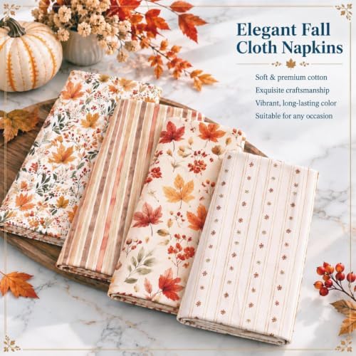 24 Pcs Thanksgiving Autumn Leaves Fall Cloth Napkins 18'' x 18'' - Image 4