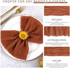 100 Pieces Cloth Napkins Terracotta Dinner Cheesecloth Napkins for Wedding,Wrinkled Cloth Napkins Bulk for Home Party Rustic Table Decoration, 17 x 17 Inch - Image 3