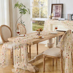 BINBE 6pcs Champagne Daisy Spring Table Runner Embroidery Gauze 10FT Florals Seasonal Tulle Holiday Birthday Kitchen Dining Table Decor for Home Party - Image 6