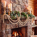 ZenNex 65.6 Ft Christmas Wooden Bead Garland 2 Pcs Long Bead String,Wood - Image 6