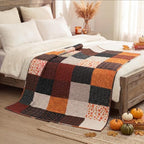 50''x66'' Fall Pumpkin Quilted Throw Blanket Autumn Patchwork - Image 5
