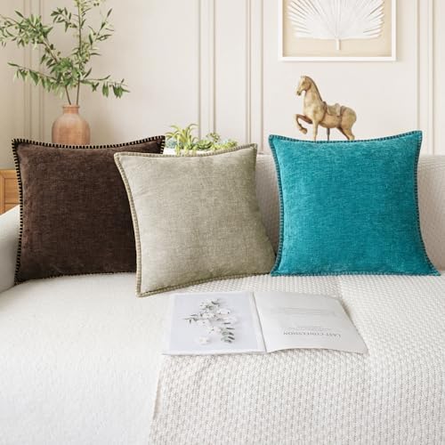 CaliTime Decorative Couch Throw Pillow Covers 24 X 24 Inches Coffee - Image 5