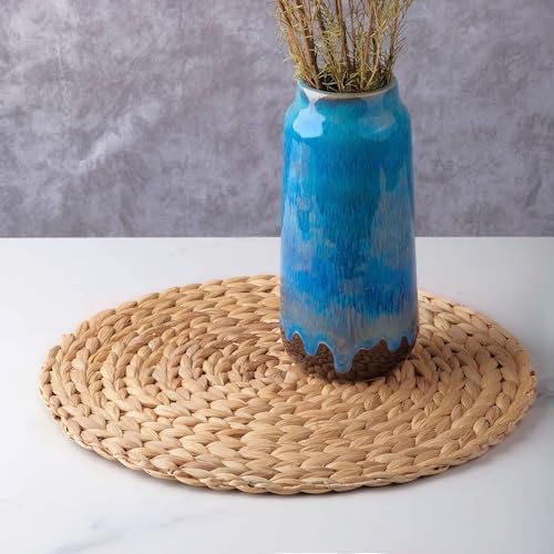 13.5" Set of 6 Water Hyacinth Woven Round Placemats by DaiVuCrafts - Image 4