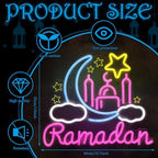 Baquler Moon Castle Neon Sign Ramadan Festival Lighted Window Decorations LED Neon Signs for Wall Decor Neon Sign LED Light for Girls Kids Bedroom Wall Home - Image 2