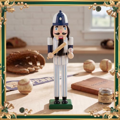 Blosssound 15" Christmas Baseball Nutcracker Wooden Sports Decor,Baseball B - Image 3