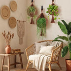 Honeydak 3 Hanging Baskets, White, Tassel, Cotton Rope - Image 6