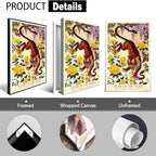 Chinese Lunar Year of the Tiger Art Print – Traditional Oriental Wall Decor with Yellow Peony & Wisteria for Dynamic Aesthetic Home Decoration 8X12 in Wrapped Framed - Image 2